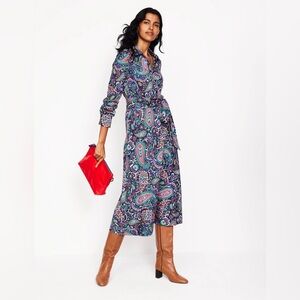 Laura Jersey Midi Shirt Dress
Navy, Paisley Paradise